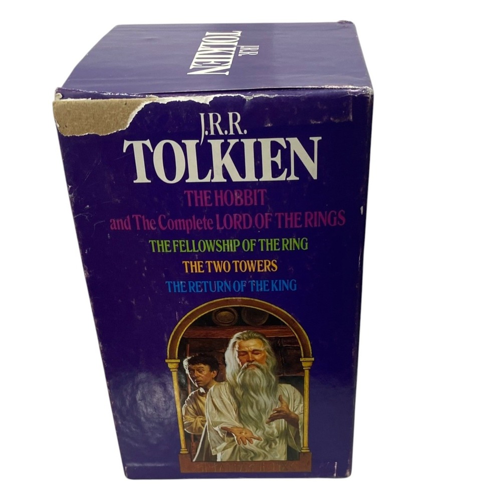 Vintage JRR Tolkien The Hobbit Lord of the Rings 1982 Ballantine 4 Book Set Box